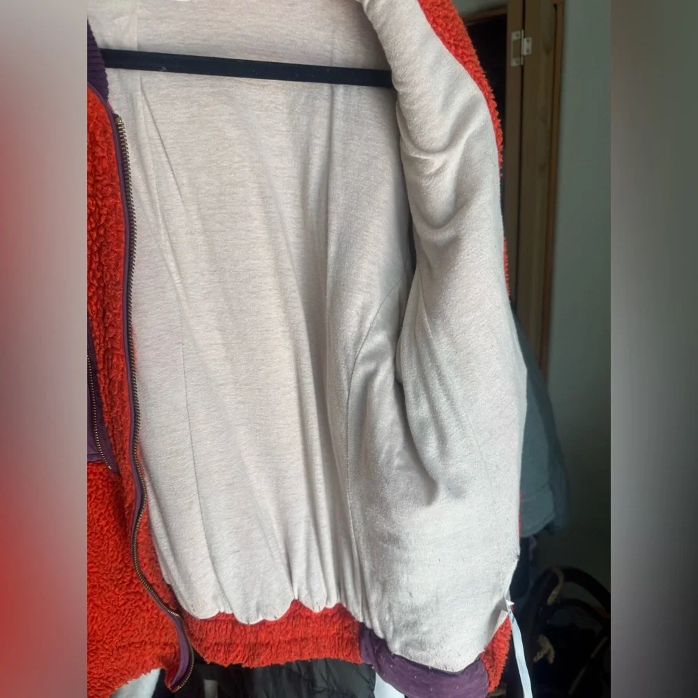 Free People Rivington fleece zip up size Small red with black purple vintage - Picture 13 of 16